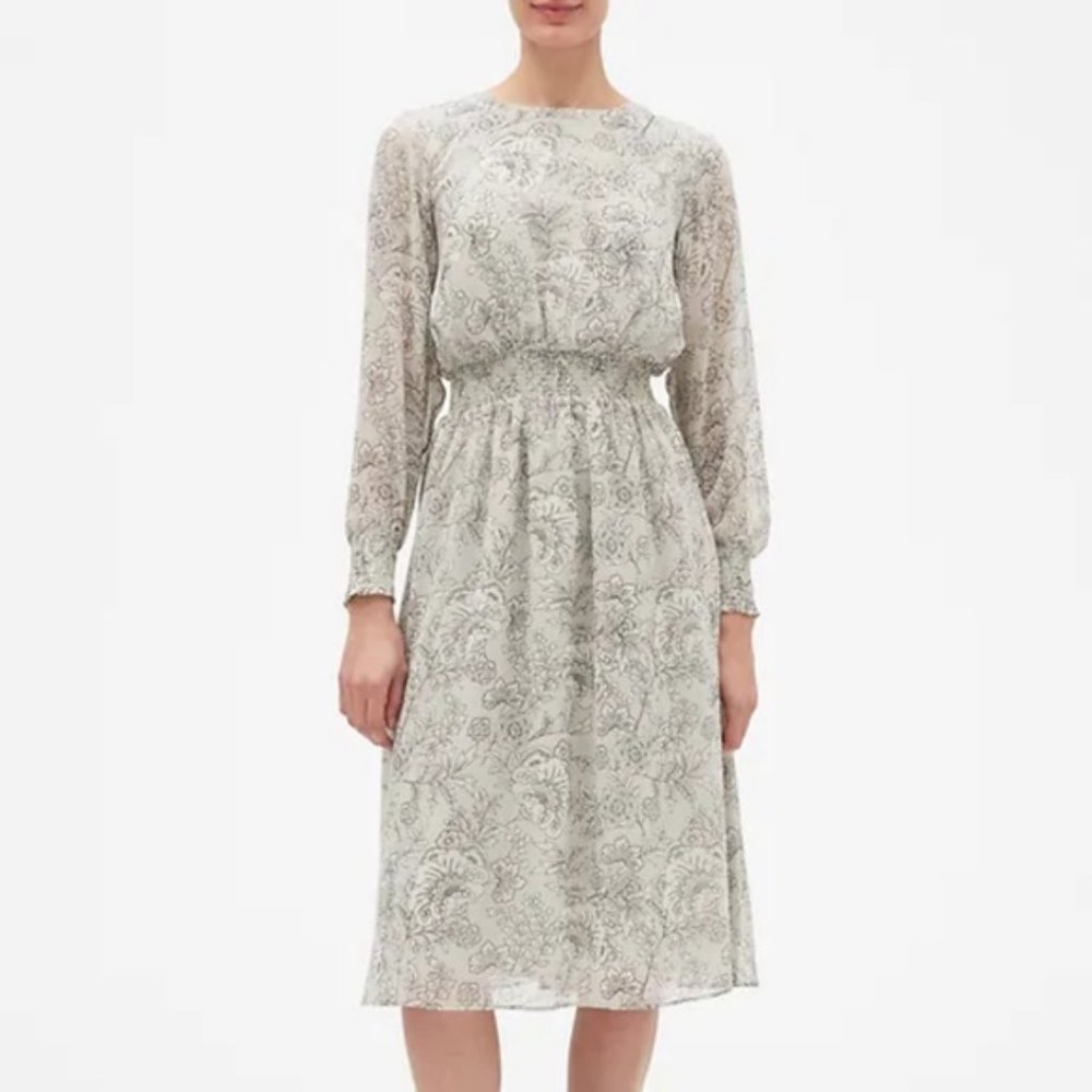 Banana Republic Summer Grey Floral Midi Dress